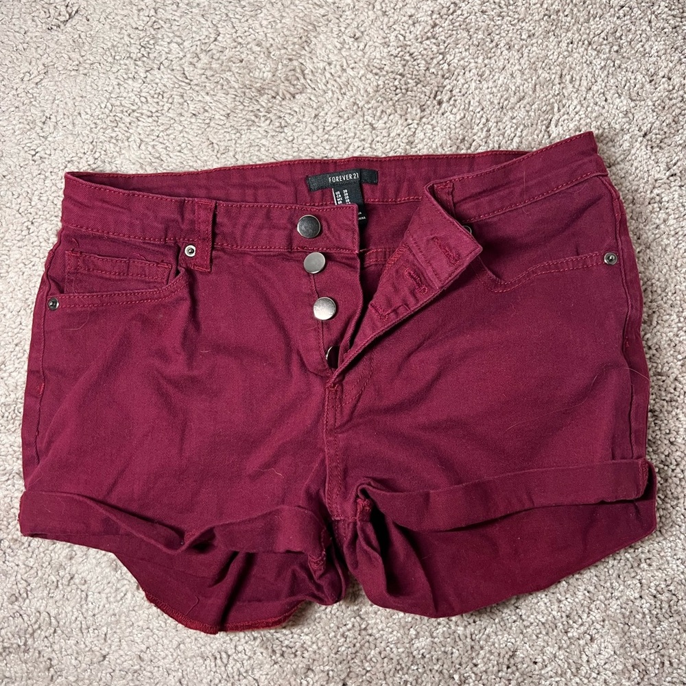 Maroon high waisted shorts